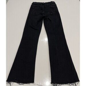Mother Jeans Hustler Ankle Fray High Rise Flare Black Not Guilty Denim Size 25